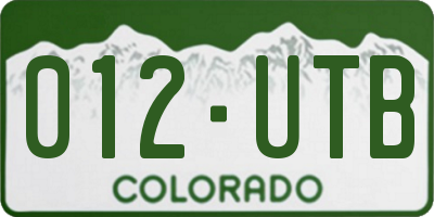 CO license plate 012UTB