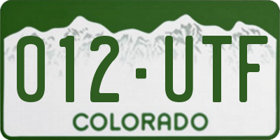 CO license plate 012UTF