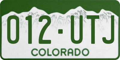 CO license plate 012UTJ