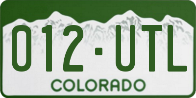 CO license plate 012UTL