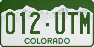 CO license plate 012UTM