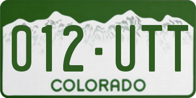 CO license plate 012UTT