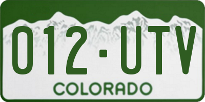 CO license plate 012UTV
