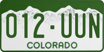 CO license plate 012UUN