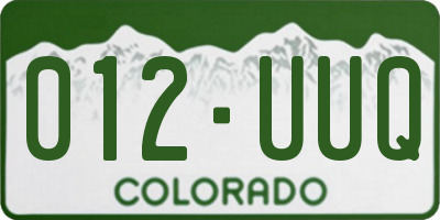 CO license plate 012UUQ