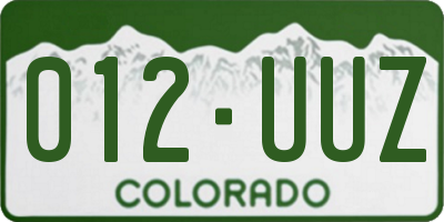 CO license plate 012UUZ