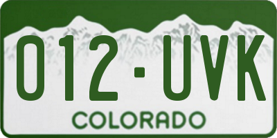 CO license plate 012UVK