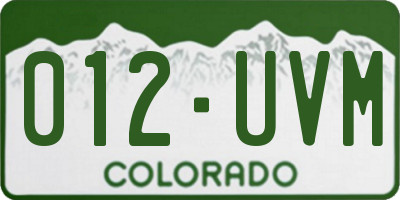 CO license plate 012UVM