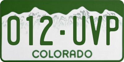 CO license plate 012UVP