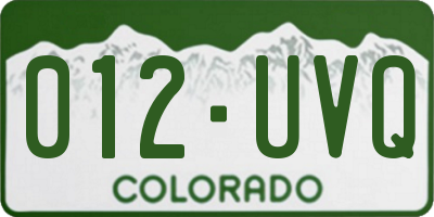 CO license plate 012UVQ