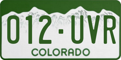 CO license plate 012UVR