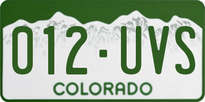 CO license plate 012UVS