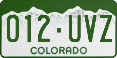 CO license plate 012UVZ