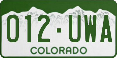 CO license plate 012UWA