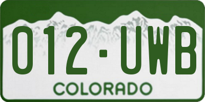 CO license plate 012UWB