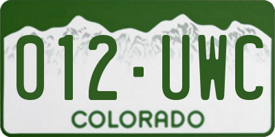CO license plate 012UWC