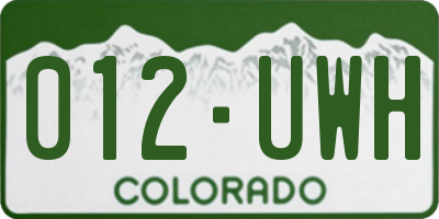 CO license plate 012UWH