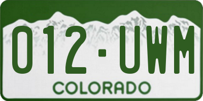 CO license plate 012UWM