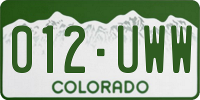 CO license plate 012UWW