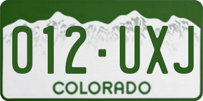 CO license plate 012UXJ