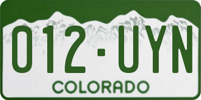 CO license plate 012UYN