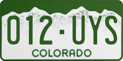 CO license plate 012UYS