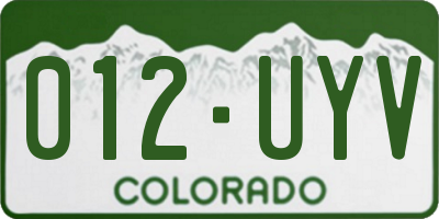 CO license plate 012UYV