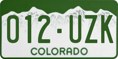 CO license plate 012UZK