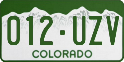 CO license plate 012UZV