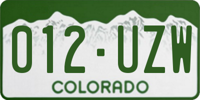 CO license plate 012UZW