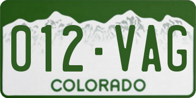 CO license plate 012VAG