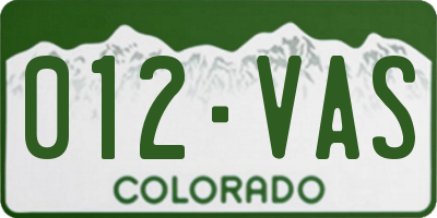CO license plate 012VAS