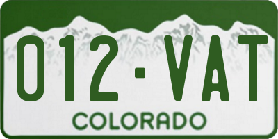 CO license plate 012VAT