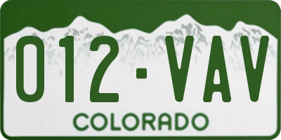 CO license plate 012VAV
