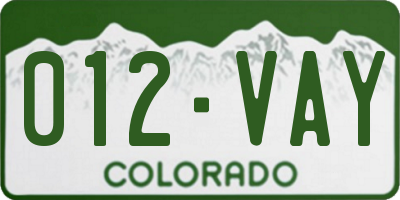 CO license plate 012VAY