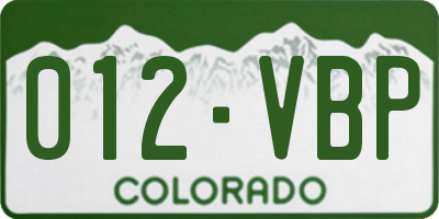 CO license plate 012VBP