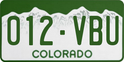 CO license plate 012VBU