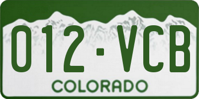 CO license plate 012VCB