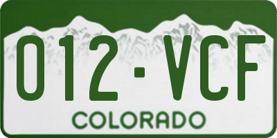 CO license plate 012VCF