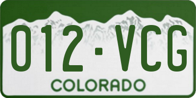 CO license plate 012VCG