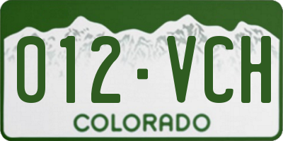 CO license plate 012VCH