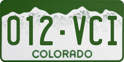 CO license plate 012VCI