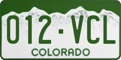 CO license plate 012VCL