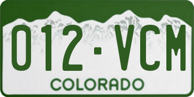 CO license plate 012VCM