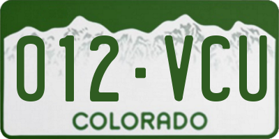 CO license plate 012VCU