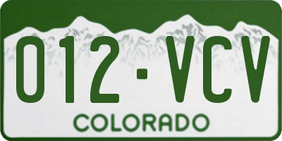 CO license plate 012VCV