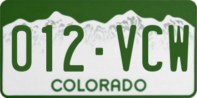 CO license plate 012VCW