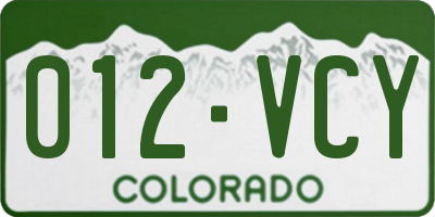 CO license plate 012VCY