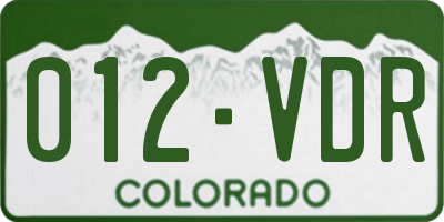 CO license plate 012VDR