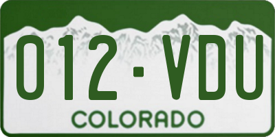 CO license plate 012VDU